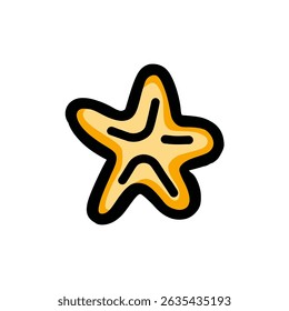 Stylized starfish floats simply against white background