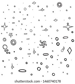 Stylized starry sky. Graphics. Black line