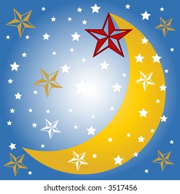 estrellas estilizadas y vector lunar