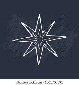 Stilvoll sternenförmige Schneeflocke auf dunklem Hintergrund. Vektorgrafik.