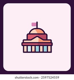 Stylized state capitol building icon design with simple elegant lines