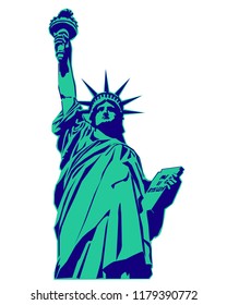 Stylized Statue of Liberty. Vector illustration isolated on  the white background.