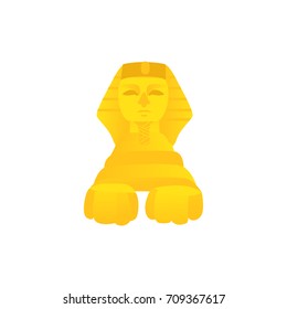 Stylized statue of sphinx, symbol of Egypt culture, front view flat cartoon vector illustration isolated on white background. Flat style Egypt statue of sphinx, traditional place of attraction