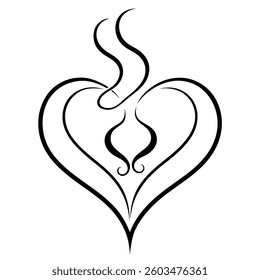 Stylized Steam Design Forming a Heart or Coffee Bean Shape in Elegant Swirls