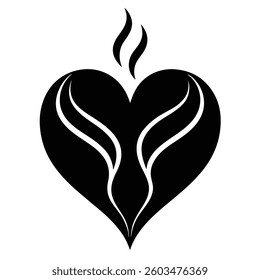Stylized Steam Design Forming a Heart or Coffee Bean Shape in Elegant Swirls