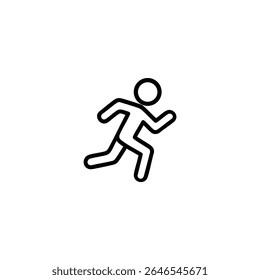 A stylized stick figure in a dynamic running pose. Minimalist line art vector for sport, fitness, and activity.
