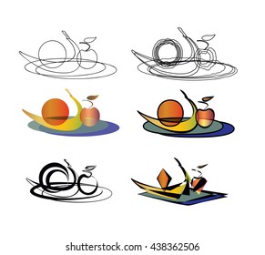 Stylized still life on a white background. Vector illustration.