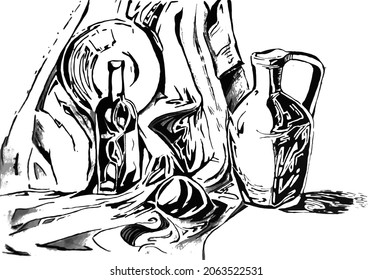 Stilvolles Stillleben,
Vektordekorative Illustration.