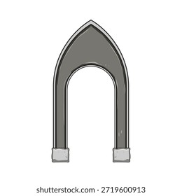 Arco o puerta de piedra estilizada con una parte superior de inspiración gótica puntiaguda y un arco abierto, que representan conceptos de entrada, transición y arquitectura antigua con una ilustración simple
