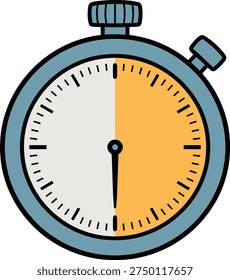 Vector de cronómetro estilizado con esfera naranja y gris, contornos llamativos y diseño moderno, ideal para conceptos de cronometraje, íconos deportivos y temas de productividad digital.