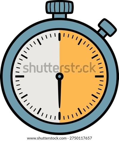 Stylized stopwatch vector with orange and gray dial, bold outlines, and modern design — ideal for timing concepts, sports icons, and digital productivity themes.