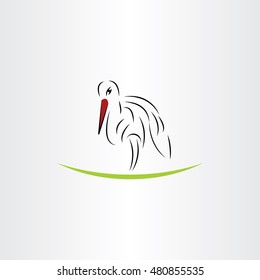 stylized stork illustration vector design element shape