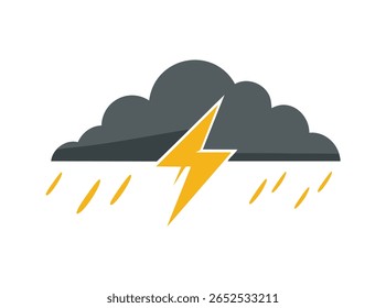 Stylized Storm Cloud with Lightning Bolts on a White Background