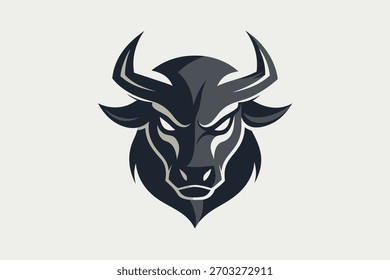 Imagem forte e estilizada do vetor do touro para a identidade corporativa e esportiva