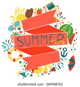 Stylized summer background concept. Vector illustration design