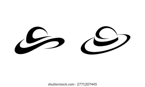 Stylized summer headwear icons representing fashion elegance and sun protection.
