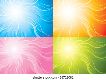 Stylized sun background In four colours