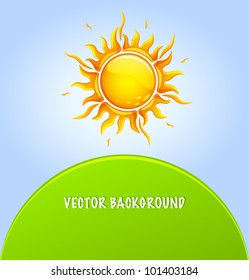 Stylized sun background in a glossy style. Vector Illustration.