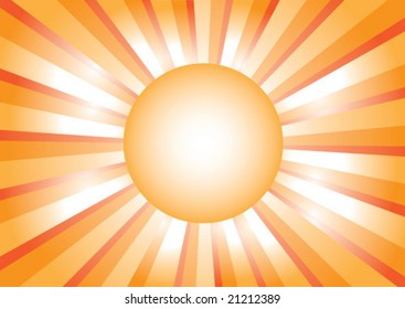 stylized sun with beams - vector abstract background.