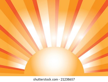 stylized sun with beams - vector abstract background.