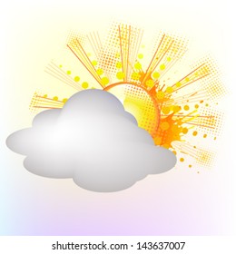 the stylized sun with a cloud