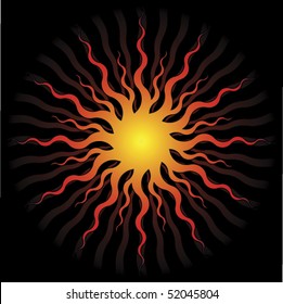 Stylized sun graphic, vector