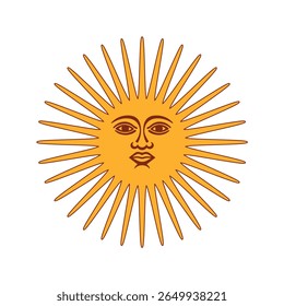 Stylized sun with human face and rays of light argentinian national symbol