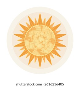 Stylized sun icon with geometric rays and a soft circular background. Perfect for weather apps, energy themes, or summer designs.