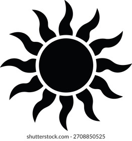 Stylized sun icon with wavy rays, a simple graphic design element