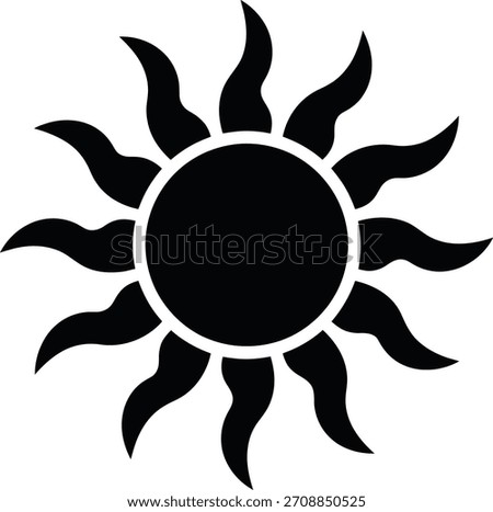 Stylized sun icon with wavy rays, a simple graphic design element