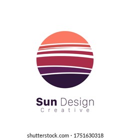 Stylized sun logo flat style. Round warm abstract form. Vector design element of the summer heat. Solar icon. Stock vector illustration isolated on white background.