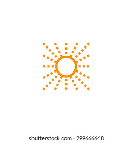 Stylized sun logo flat style. Round warm abstract form. Vector design element of the summer heat. Solar icon