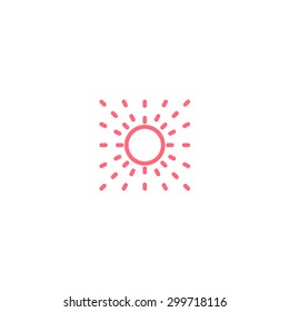 Stylized sun logo flat style. Round warm abstract form. Vector design element of the summer heat. Solar icon