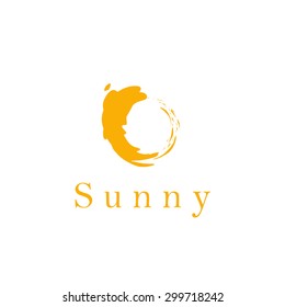 Stylized sun logo flat style. Round warm abstract form. Vector design element of the summer heat. Solar icon