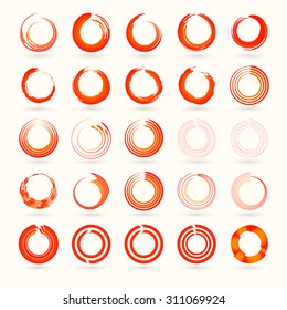 Stylized sun logo flat style. Round warm abstract form. Vector design element of the summer heat. Solar icon