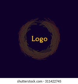 Stylized sun logo flat style. Round warm abstract form. Vector design element of the summer heat. Solar icon. Brush style.