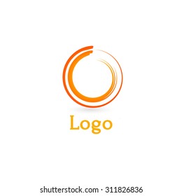 Stylized sun logo flat style. Round warm abstract form. Vector design element of the summer heat. Solar icon. Brush style.