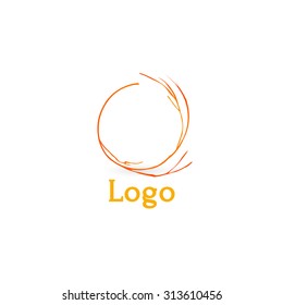 Stylized sun logo flat style. Round warm abstract form. Vector design element of the summer heat. Solar icon. Brunch.