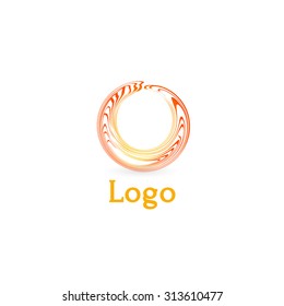 Stylized sun logo flat style. Round warm abstract form. Vector design element of the summer heat. Solar icon