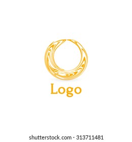 Stylized sun logo flat style. Round warm abstract form. Vector design element of the summer heat. Solar icon
