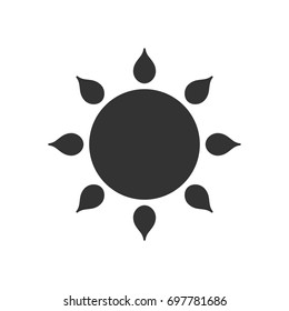 Stylized sun logotype. Icon of sun, flower. Isolated black logo on white background.
