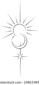 stylized sun, moon and star illustration