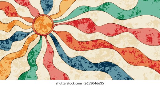 Sol estilizado, luz solar de verão, raios solares, desenho vetorial