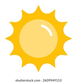 Stylized sun symbol representing brightness and warmth, ideal for weather apps and outdoor activities.