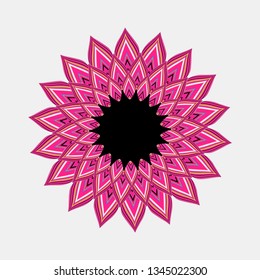 Stylized Sunflower Star Corolla In Vivid Pink Black Shades