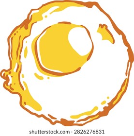 Stylized sunny side fried egg with bright golden yolk