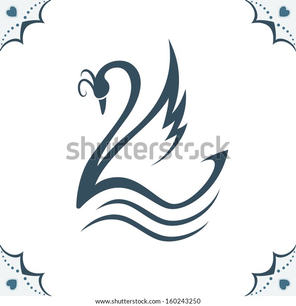 Stylized Swan Illustration Made Curve Style Stock Vector Royalty
