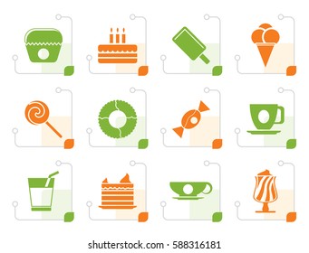 Stylized Sweet food and confectionery icons - vector icon set