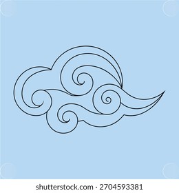 Stylized Swirling Cloud Outline Light Blue wind weather