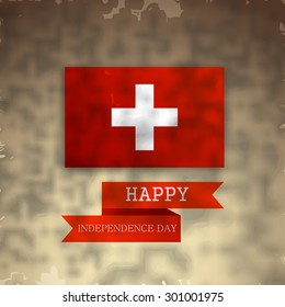  stylized Switzerland flag  with grungy  background. Switzerland Independence Day, "1st August".